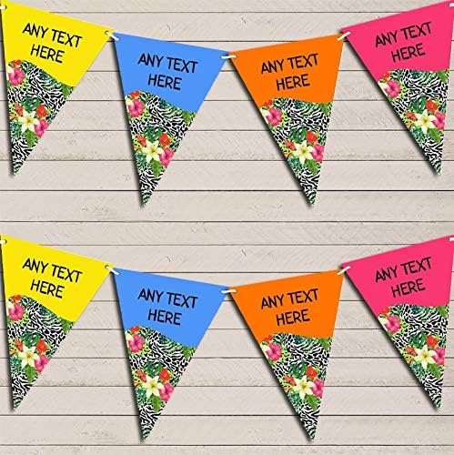 Paradise Hawaiian Beach Lei Tropical Personalized Birthday Party Bunting - Hanging Party Decoration - Birthday Party Banner Garland | Decorative Party Supplies