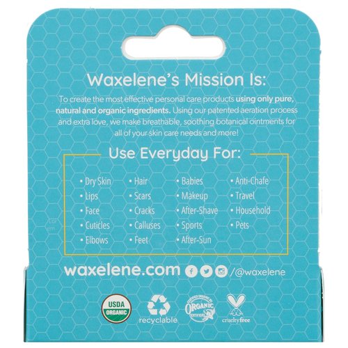 Waxelene Original Organic Multipurpose Ointment Lip Tube Pack of 5, Best Lip Balm Ever Baby Eczema Chapped Dry Sensitive Skin Body Hand Face Moisturizer