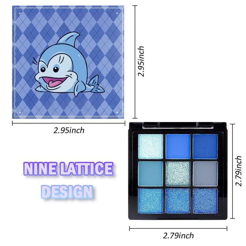 WanTuoluo 9 Colors Blue Smoky Matte Shimmer Eyeshadow Palette with Mirror for Eye Makeup,High Pigmented Eye Shadow Primers Powder Palet de sombras de ojos
