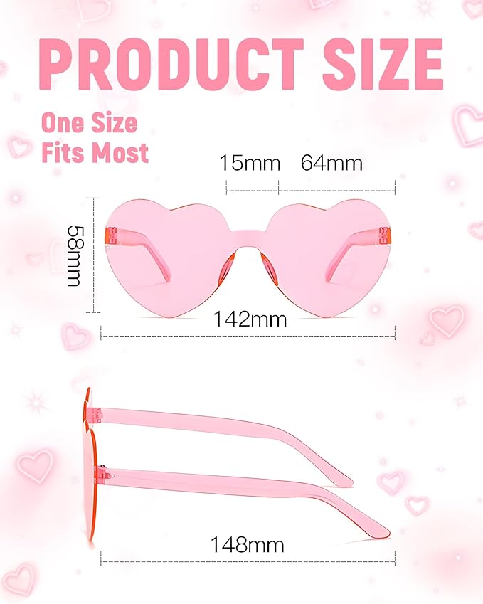 20 Pairs Heart Shaped Sunglasses for Women Colorful Glasses Fun Trendy Transparent Heart Sunglasses Party Favor