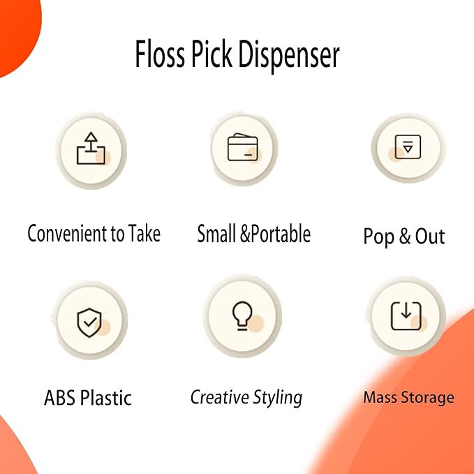 Floss Pick Dispenser, Portable Dental Floss Dispenser Refillable, Automatic Pop-Up Floss Container & Floss Pick Holder with 10 Floss Picks for Purse Bathroom Travel (6 Pack)