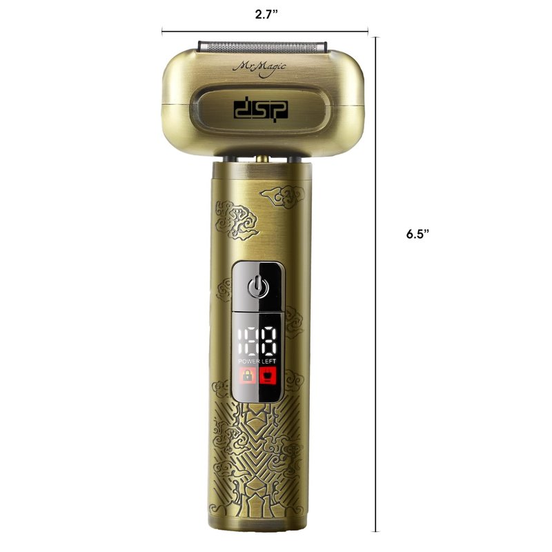 DSP Mini Electric Foil Shaver for Men, Portable Travel Razor with LED Display, Close Shaver Stubble Trimmer, IPX6 Waterproof Cordless Rechargeable Shaver for Face, Travel Lock, Bronze