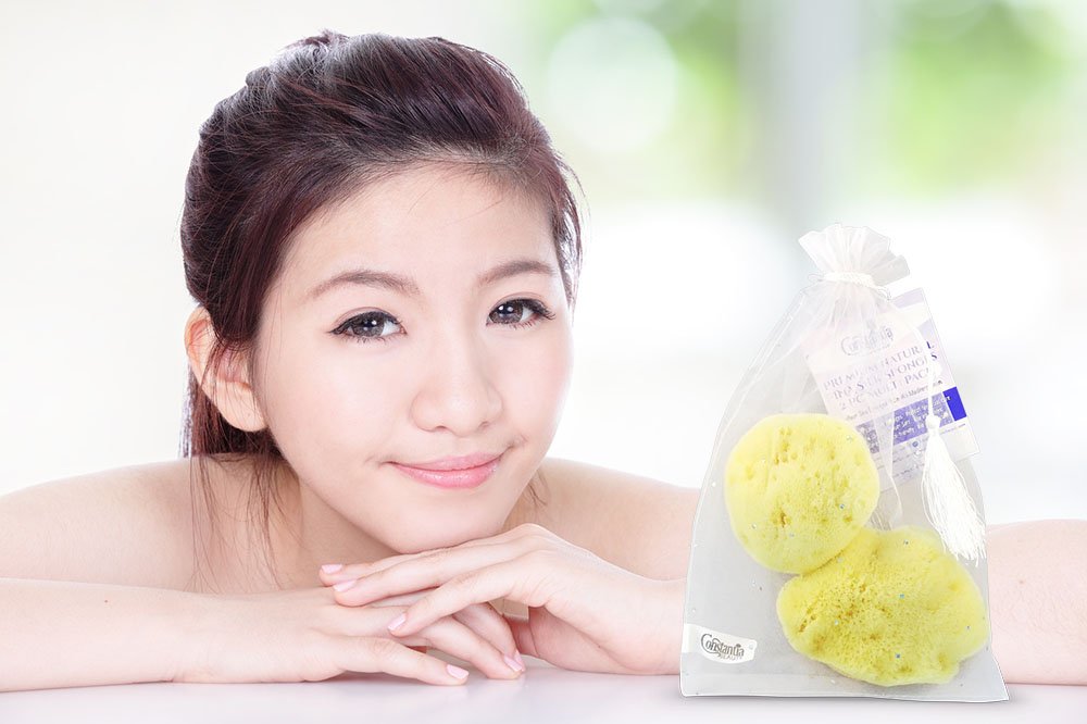 Constantia Beauty® Premium Natural FINA Silk Sponges - 2pc, 4"- 4.5" Luxury Softness on the Skin, from The Mediterranean, Fine Pores Sea Sponge Perfect for Make up, Facial Cleansing & Bathing