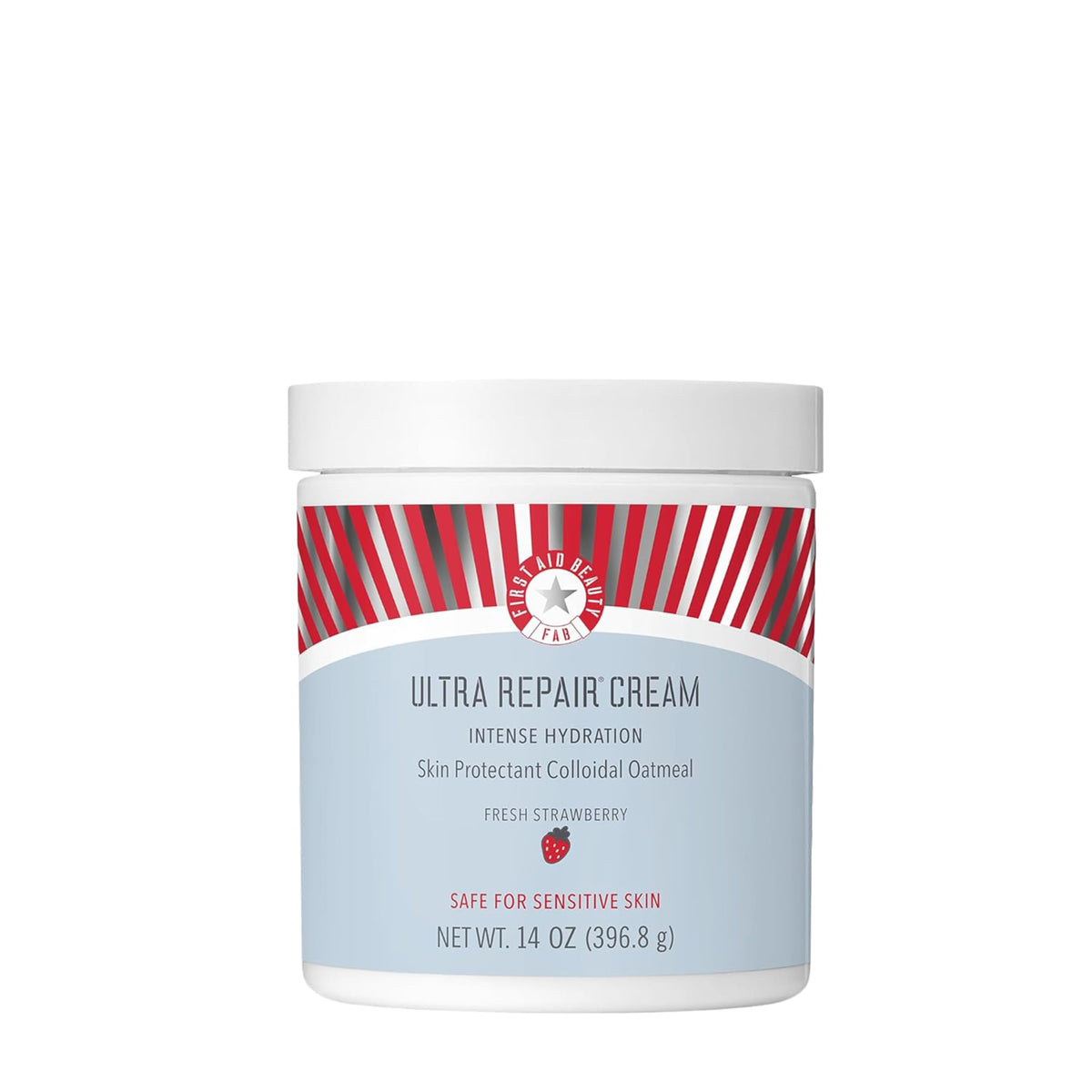 First Aid Beauty - Ultra Repair Cream, Intense Hydration Whipped Colloidal Oatmeal, Clinically Proven to Strengthen Skin Barrier & Help Relieve Eczema, Face & Body Moisturizer, 14oz Fresh Strawberry