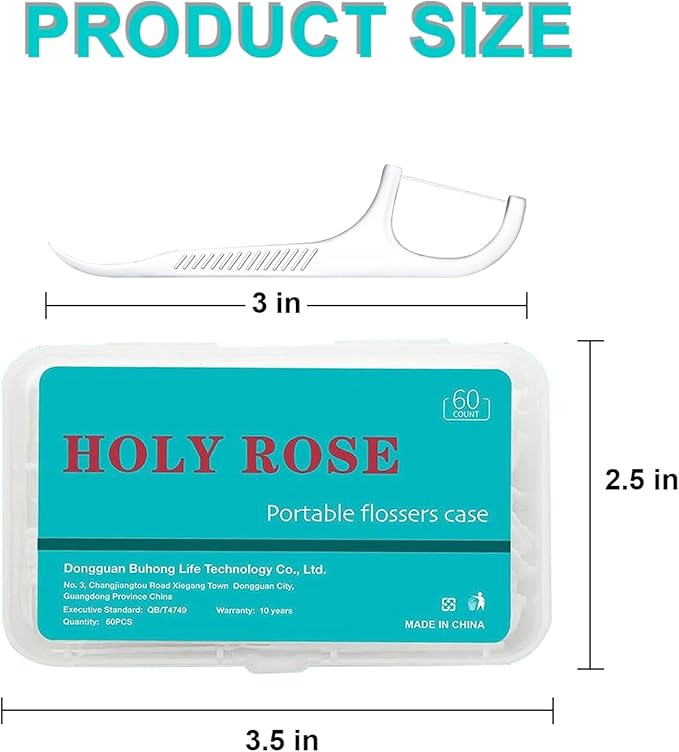 Holy rose Portable Dental Floss Picks Dispenser 2 Box,Travel Floss Case with Adult Floss Sticks 80Count,Portable Flosser Toothpick Perfect for Home,Travel Cleaning Teeth,Tool for Oral Care(Blue