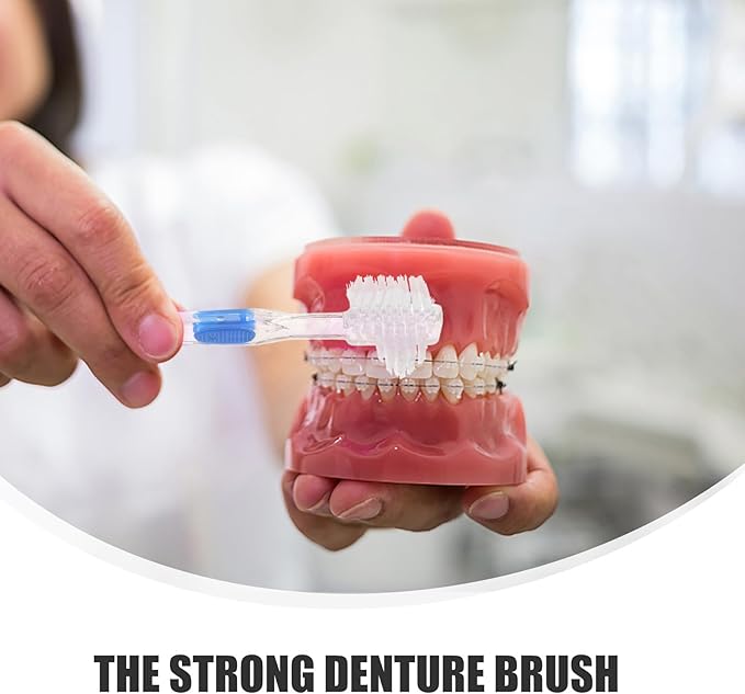 8pcs Soft Denture Toothbrush: Small Double-Sided Brush for Partial Denture and Mouth Retainer Cleaning - Compact Dental Retainer Cleaning Tool for Elderly