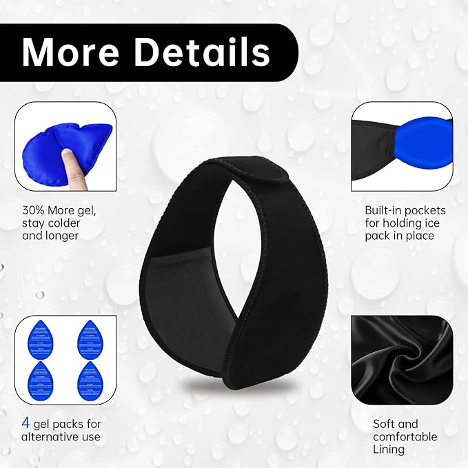 Wisdom Teeth Ice Pack Head Wrap Jaw Face Ice Pack with 4 Gel Packs for Wisdom Teeth Removal Extraction Toothache Pain Relief Facial Face Oral Surgery TMJ Tonsillectomy Recovery Cosmetic Procedure