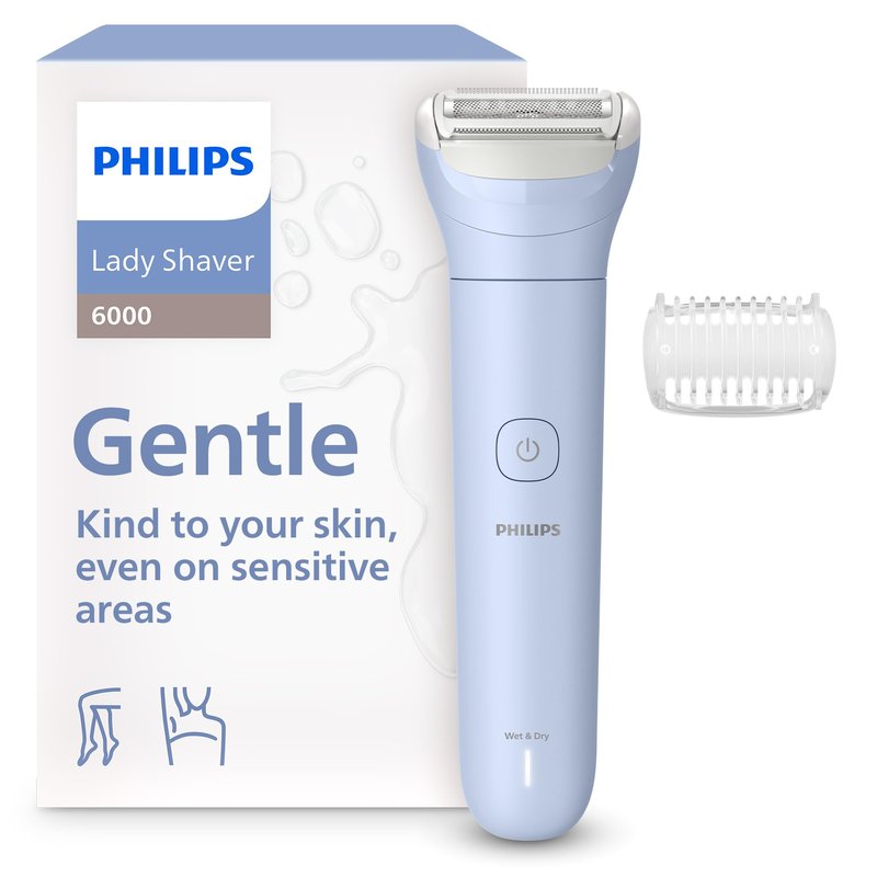 Philips Lady Shaver Series 6000 - Cordless, Wet & Dry Electric Shaver, 3-Blade Shaving System, for Legs & Body, 80 Mins. Runtime, Model BRL127/00