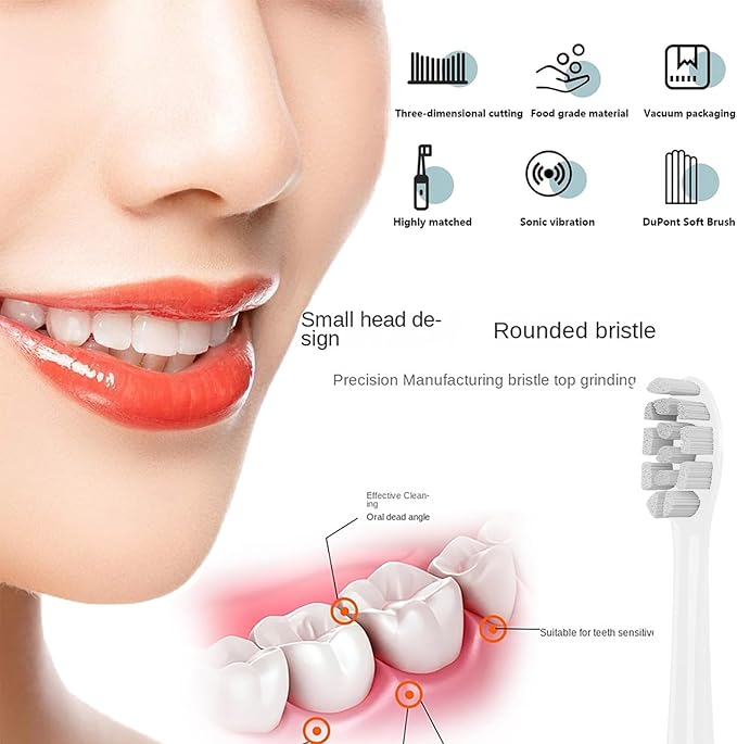 GTHUNDER 8Pcs Electric Toothbrush Heads Suitable for Oclean.with Hygienic Caps,Vacuum-Packed.Fits Adapted for All Oclean Models x pro Elite, X, X Pro,Flow,F1,Air 2(White)