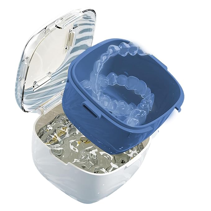 Denture Cleaning Case - False Teeth Container with Strainer Basket for Cleaning and Soaking | Portable Pp Storage Box That Keeps Dentures Secure Hygienic and Easy to Rinse