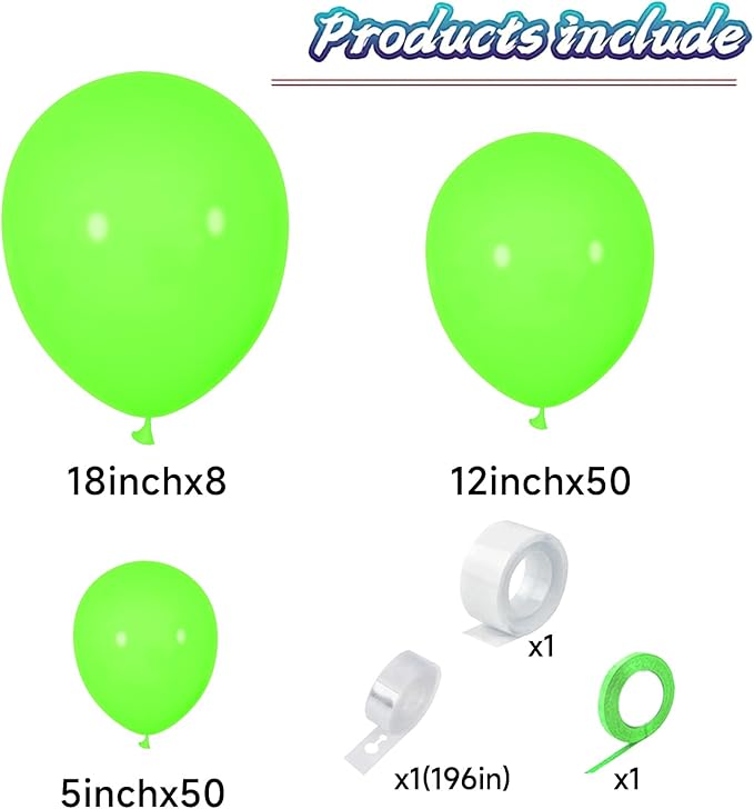 KAWKALSH Light Green Balloon Arch Kit 111Pcs 18 12 5 Inch Latex Party Balloons Garland for Birthday Baby Shower Wedding Engagement Anniversary