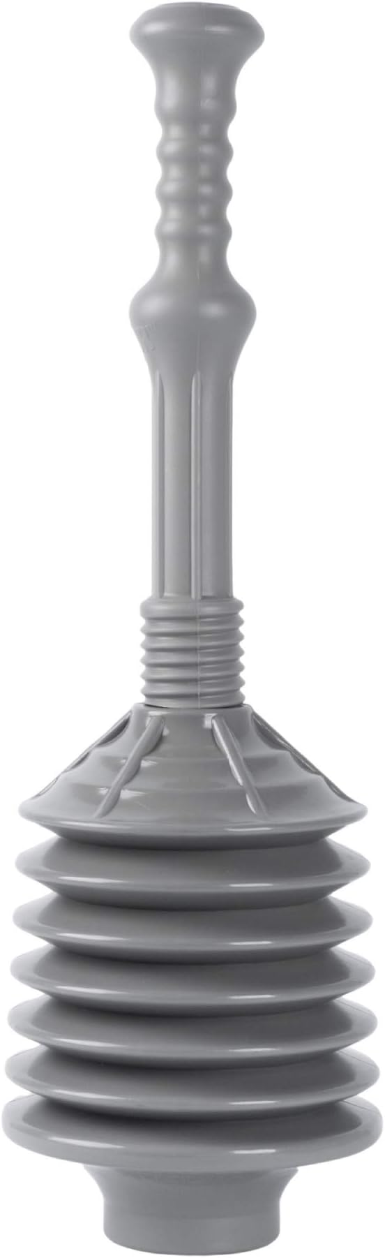 JS Jackson Supplies Professional Bellows Accordion Toilet Plunger, High Pressure Thrust Plunge Removes Heavy Duty Clogs from Clogged Bathroom Toilets, All Purpose Power Plungers for Bathrooms, Grey