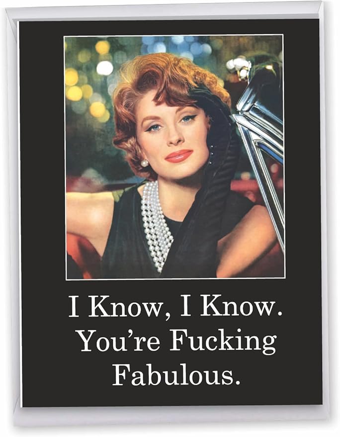NobleWorks Jumbo Funny Birthday Paper Card 8.5 x 11 Inch with Envelope (1 Pack) Large Jumbo Bday F'ing Fab J0860