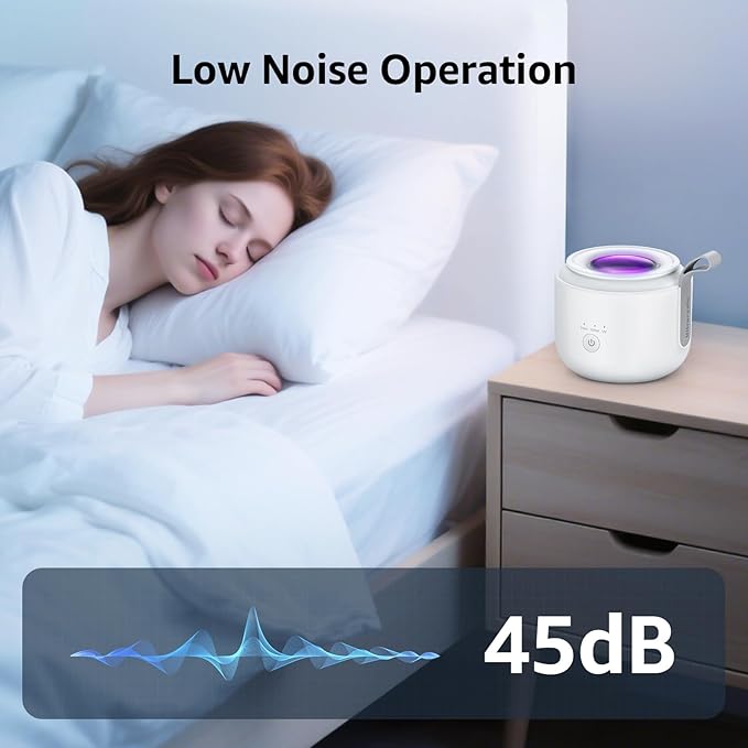 Ultrasonic Retainer Cleaner Machine: 48kHz Rechargeable Cordless Denture Cleaner - Waterproof Ultrasonic Jewelry Cleaner - 200ML Dental Cleaning Pod for Mouth Guard, Aligner, White