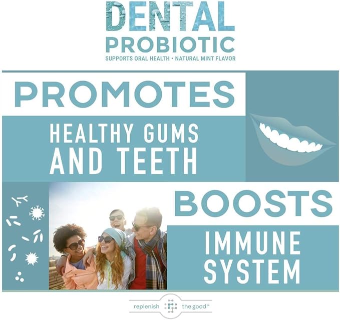 Dental Probiotic, 30 Sugar Free Chewable Tablets, Mint Flavor - Vegan Supplements w/BLIS K12 & M18 - Boosts Oral Health - Fights Bad Breath (Halitosis), Tooth Decay, Strep Throat