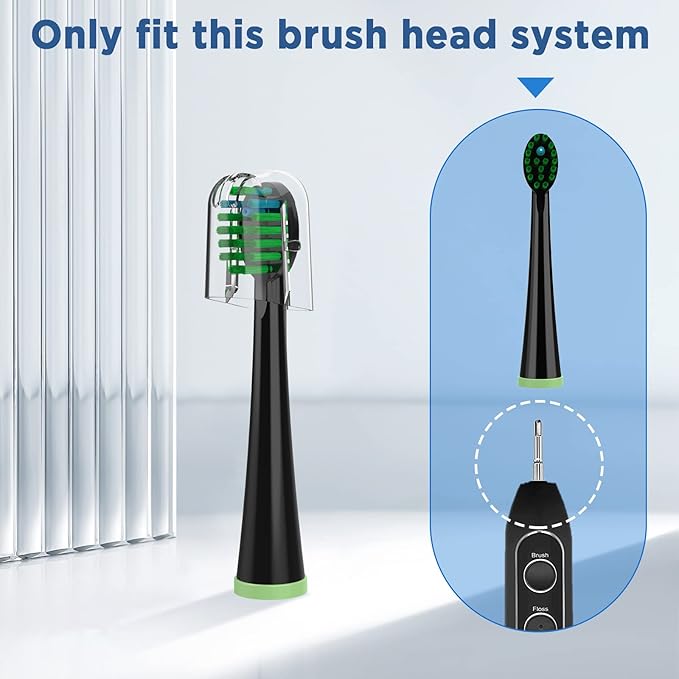 Replacement Toothbrush Heads for All Waterpik Sonic Fusion Models (SF-01, SF-02, SF-03, and SF-04 Series), Compact, with Covers, 5 Count, Black