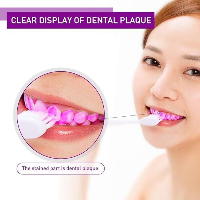 Dental Plaque Disclosing Tablets for Kids & Adults - Showing Plaque by Changing Color - Helps Teach Brushing Habits for Clean Teeth - 36 Count