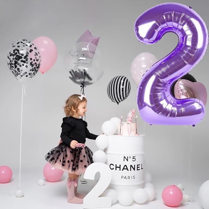 Purple Number Balloons, 40 Inch Purple Balloon 3.3 Helium Balloon 3th Birthday for 3 Years Birthday Decoration Children Girls Boys
