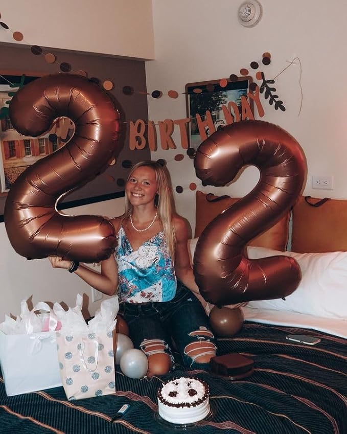 Coffee Brown Number 4 Balloon 40 Inch, 4 Balloon Number, 4th Birthday Decorations, Coffee Brown Party Supplies for Boys Girls