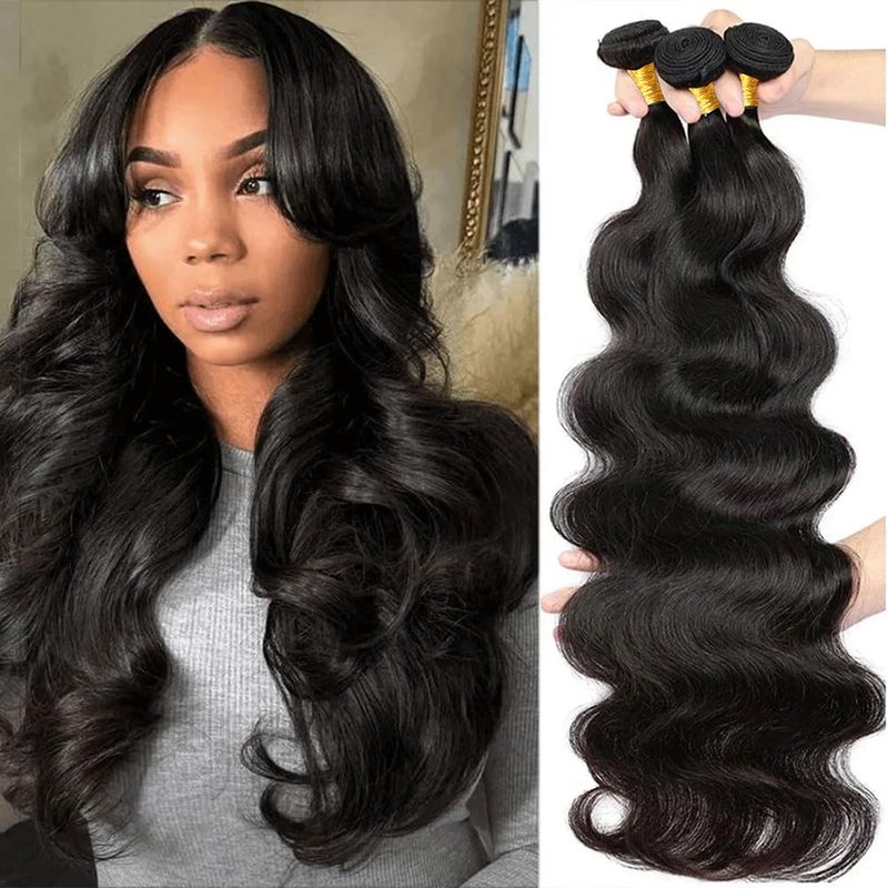 PerisModa Body Wave Bundles Human Hair 18 Inch 1PC 100% Human Hair Bundles Unprocessed Brazilian Virgin Hair Bundle 12A Body Wave Human Hair Extensions Natural Black