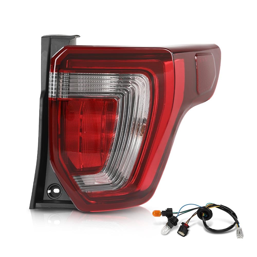 G-PLUS Rear Tail Light Brake Lamp Assembly Fit Ford Explorer 2016 2017 2018 2019 W/Wiring Harness & Bulbs Right Side, Clear & Re