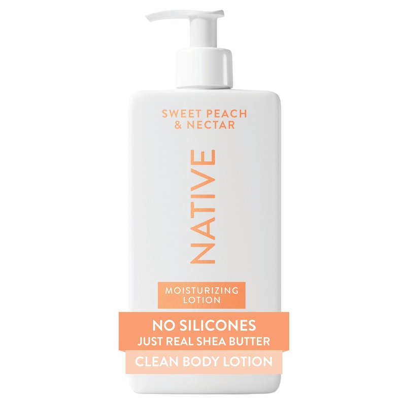 Native Body Lotion, Sweet Peach & Nectar, 48-Hour Hydration for Dry & Sensitive Skin, Made with Plant-Based Moisturizers like Shea Butter, Silicone & Paraben Free, 16.5 fl oz