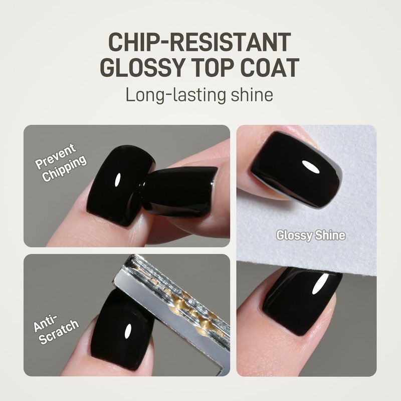 GAOY Glossy Gel Top Coat and Base Coat Set, 2 Pcs 16ml Glassy Top Coat and No Wipe Foundation Combination for UV Light Cure Gel Nail Polish