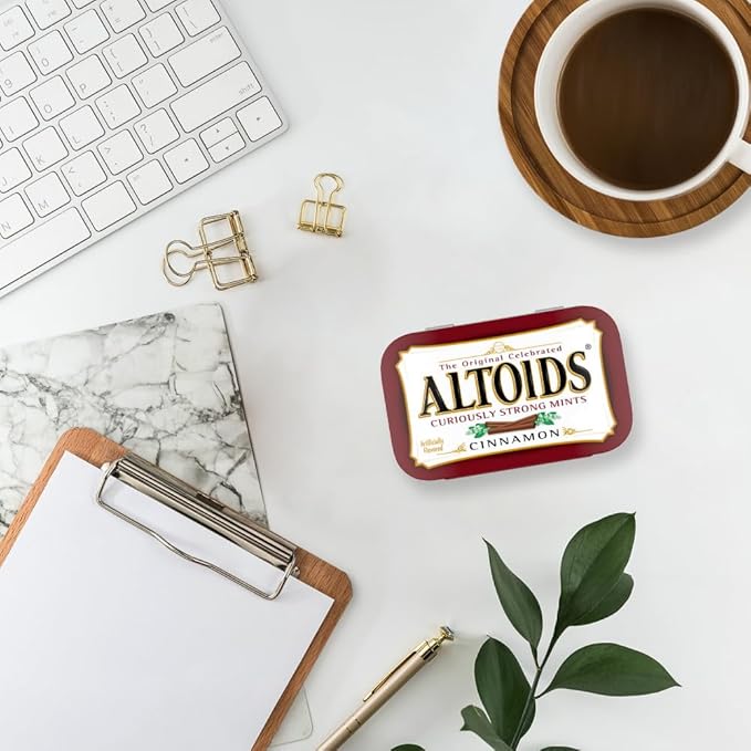 ALTOIDS Classic Cinnamon Hard Candy Breath Mints Bulk, 1.76 oz Tin (Pack of 12)