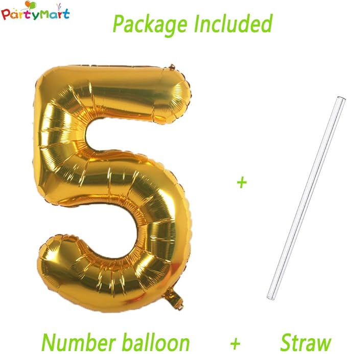 Gold Foil Balloons Number 5, 42 inch