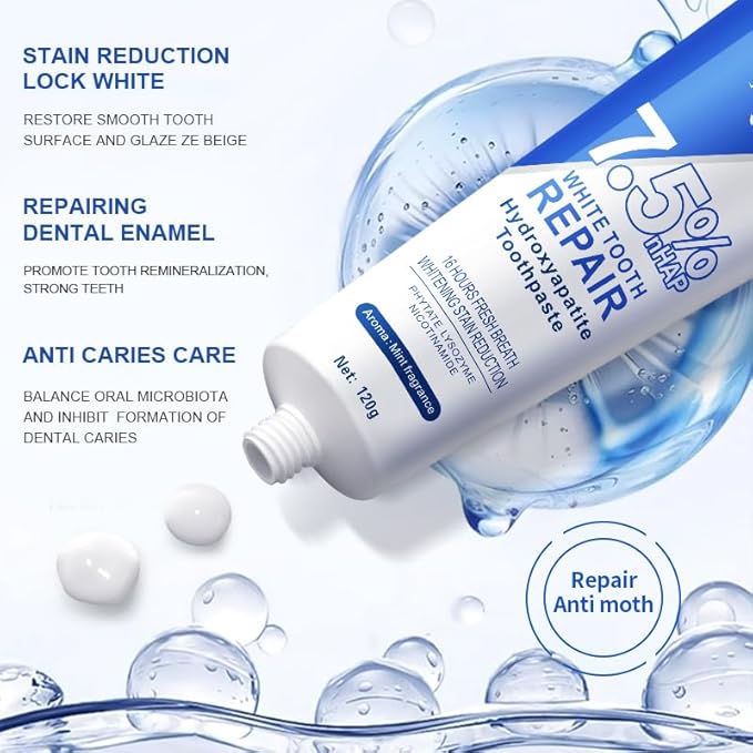 2 Pcs Hydroxyapatite Toothpaste, 7.5% Hydroxyapatite Toothpaste for Advanced Enamel Protection and Tooth Strengthening.