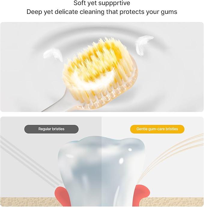 Ultra Soft Bristle Toothbrush for Adults with Sensitive Gums, Aluminum Alloy + ABS Handle with 11 Replaceable Wide Soft Gum Care Heads