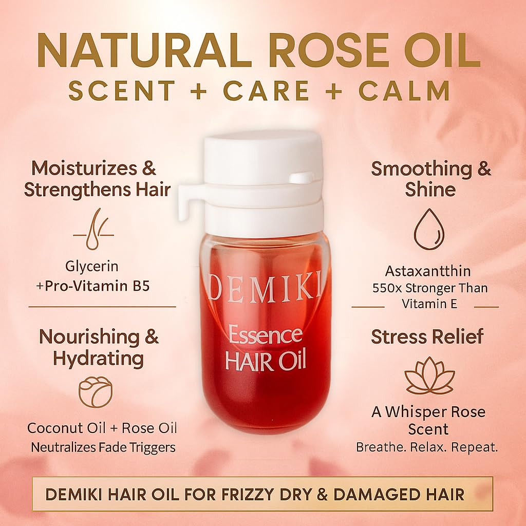 DEMIKI Hair Oil For Frizzy Hair With Coconut Oil - Hair Treatment For Dry Damaged Hair, Hair Perfume Oil For Curly Hair, Frizz Control Hair Care Products, Mini Bottles Hair Oil For Damaged Hair, 12pcs
