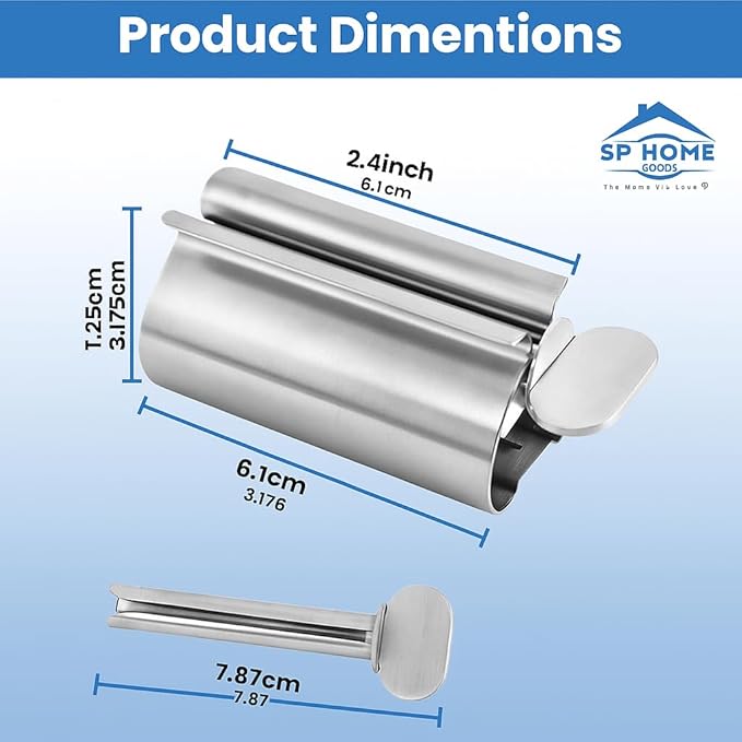The Original Toothpaste Squeezer Tube Roller Stainless Steel 2 Pieces Tube Squeezer Rollers, Saves Toothpaste, Creams, Puts an end to Waste - Simple and Practical (Silver) 2.4 inch Wide