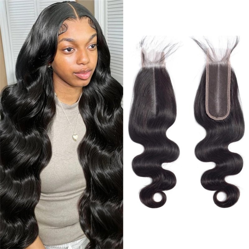 Brazilian Body Wave 2x6 Lace Closure 100% Unprocessed Human Virgin Hair Pre Plucked Wet and Wavy Pre-Plucked Hairline Frontal Closure Natural Black With Baby Hair (2x6 body wave closure, 16inch)
