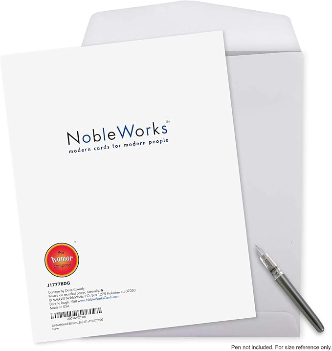 NobleWorks - 1 Big Funny Birthday Card Cartoon (8.5 x 11 Inch) - Jumbo Womens Comic Humor, Group Greeting Card with Envelope - Namastayyy J1777BDG