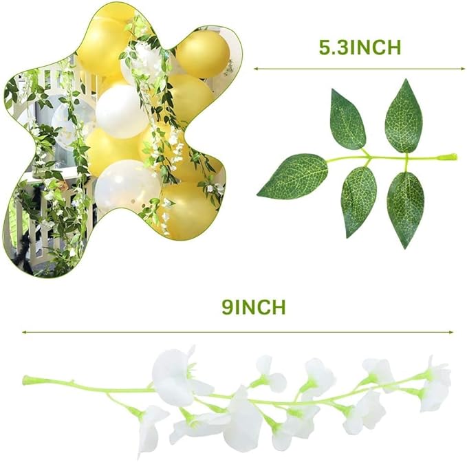 CLONG 5pack Wisteria Garland Flower Garland Artificial Flowers Wisteria Vines Fake Ivy Flowers Total 33ft (White)