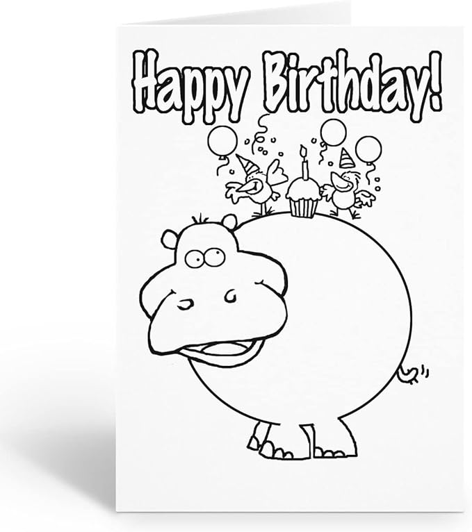 Stonehouse Collection Happy Birthday Kid Set of Coloring Greeting Cards - 12 Color-in Card and Envelopes (Assorted)