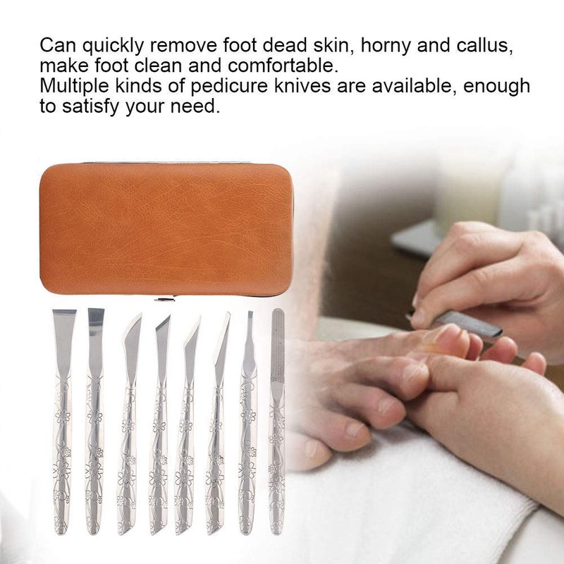 Footstep Horny Tool, Remove 8 Pcs of Stainless Steel Foot File Horny Remover Foot Calluse Shaver Pedicure Tool Set, Foot Skin Planer Foot Stone Foot Board