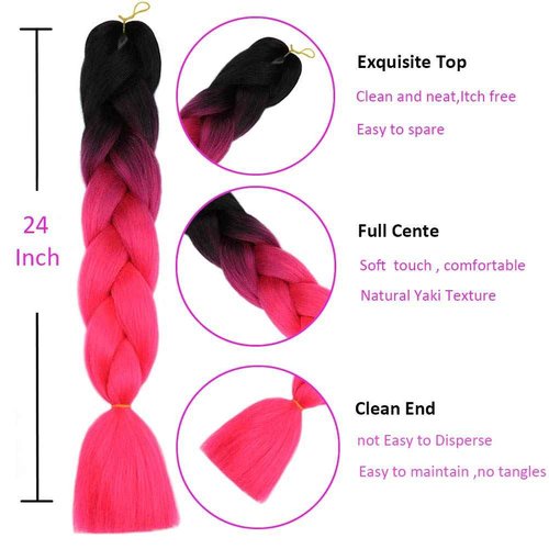 Rainbow Braiding Hair Pre Stretched Top Silky Braid Hair Extensions Kanekalon Synthetic Hair For Braiding