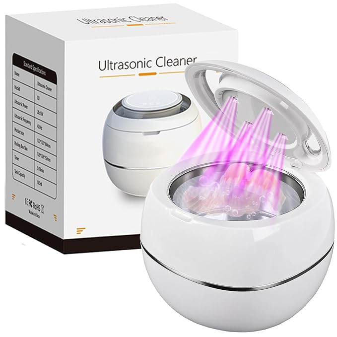Ultrasonic UV Denture Cleaning Case, Upgraded Ultrasonic Retainer Cleaner Machine, Retainer Cleaner Machine for Night Guards, Braces, Aligner, Toothbrush, Jewelry and More (White)
