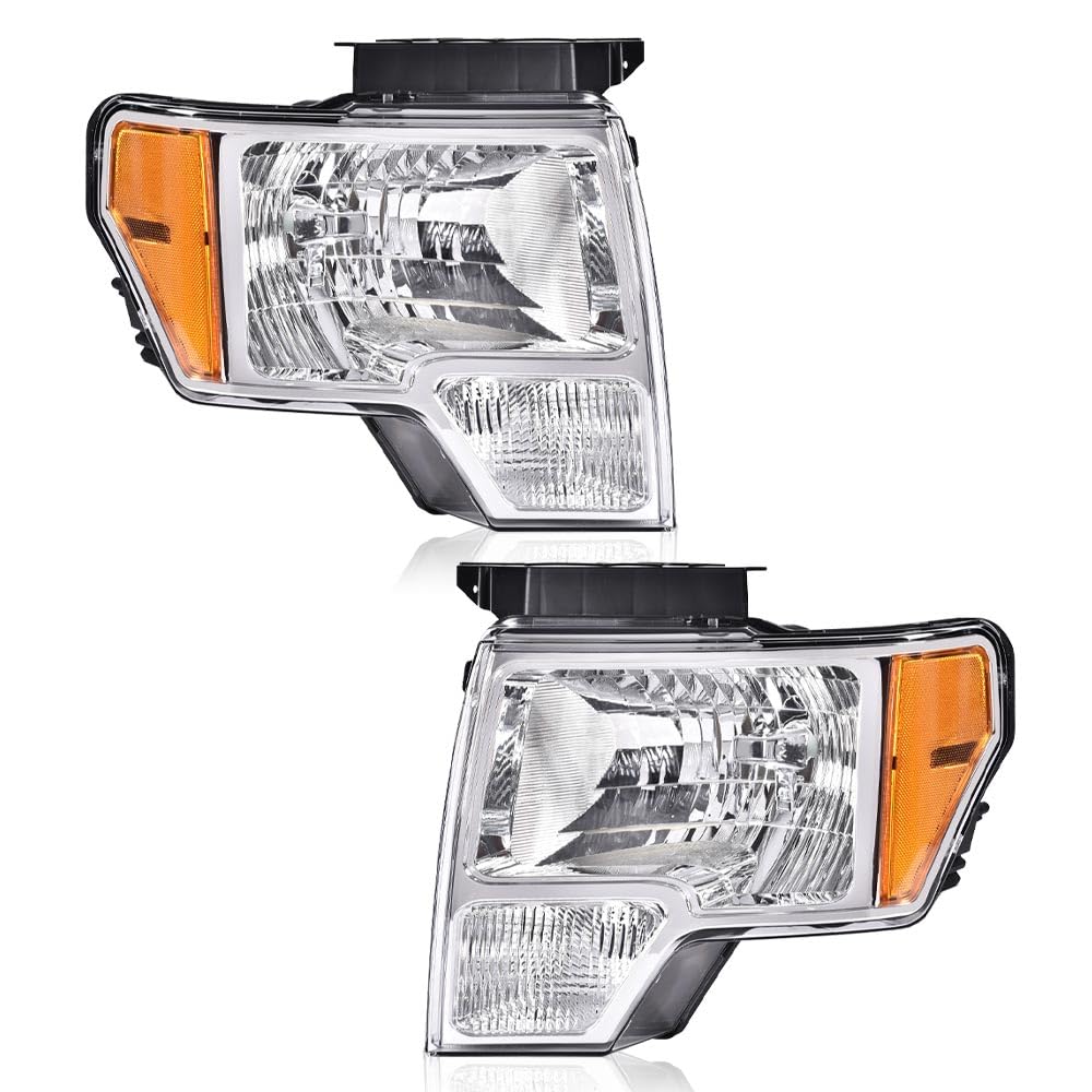 ALLGOOD Headlights Assembly Front Headlamp Compatible with Ford F150 2009-2014, Left Driver & Right Passenger Side, Clear Lens C