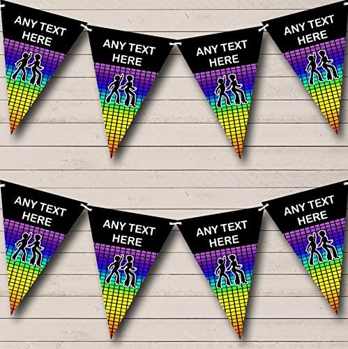 60's 70's 80's Disco Dance Retro Personalized Birthday Party Bunting - Hanging Party Decoration - Birthday Party Banner Garland | Decorative Party Supplies