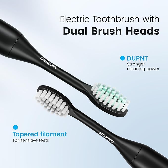 Sonic Electric Toothbrush for Adults - Type C Rechargeable Portable 3 Modes Black Sonic Electric Toothbrush with Travel Kit