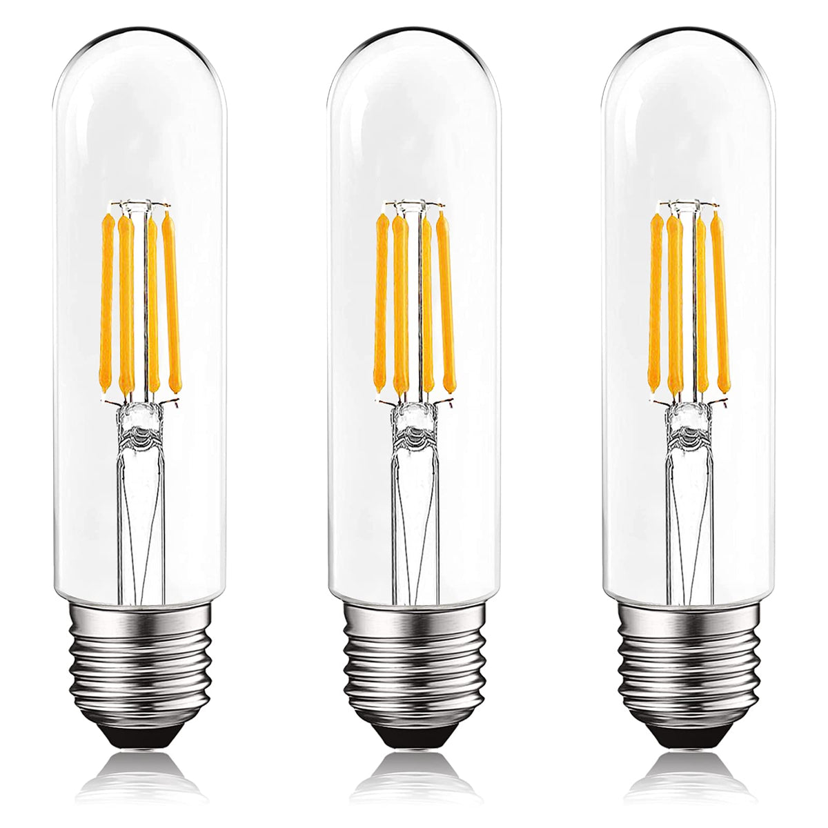 LUXRITE T10 LED Bulb, 5W=60W Equivalent, 3000K Soft White, Vintage Edison Filament Bulb, 500 Lumens, Tubular Light Bulb, Damp Rated, UL Listed, E26 Standard Base (3 Pack)
