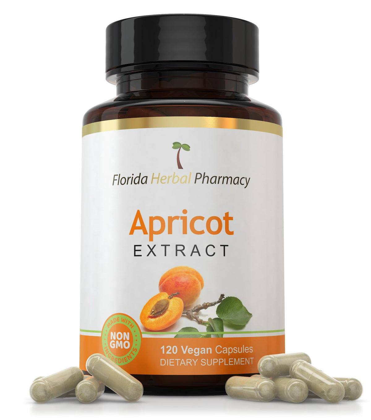 Florida Herbal Pharmacy Apricot Supplement Capsules 10:1 (120 Capsules) 500 mg per Capsule, 1000 mg Serving