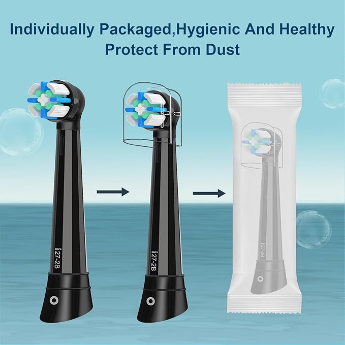 Replacement Heads Compatible with Oral B iO 3 4 5 6 7 8 9 10 Series Electric Toothbrush,Toothbrush Heads Compatible with Oral B iO Replacement Heads, Medium Bristles for Effective Cleaning,Black