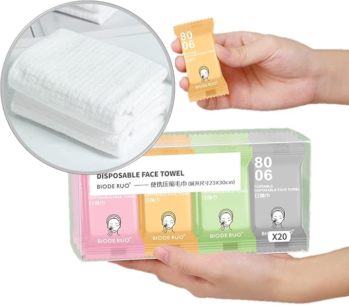 Premium Compressed Towels, Pure Cotton Portable Washcloth for Camping or Travel…