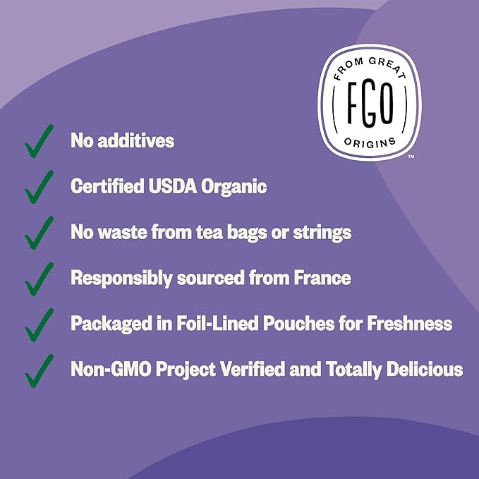 FGO Organic Dried Lavender Flowers, Extra Grade Dried Buds, Imported From France for Culinary or Sachet Bags, 16oz Bulk, Packaging May Vary (Pack of 1)