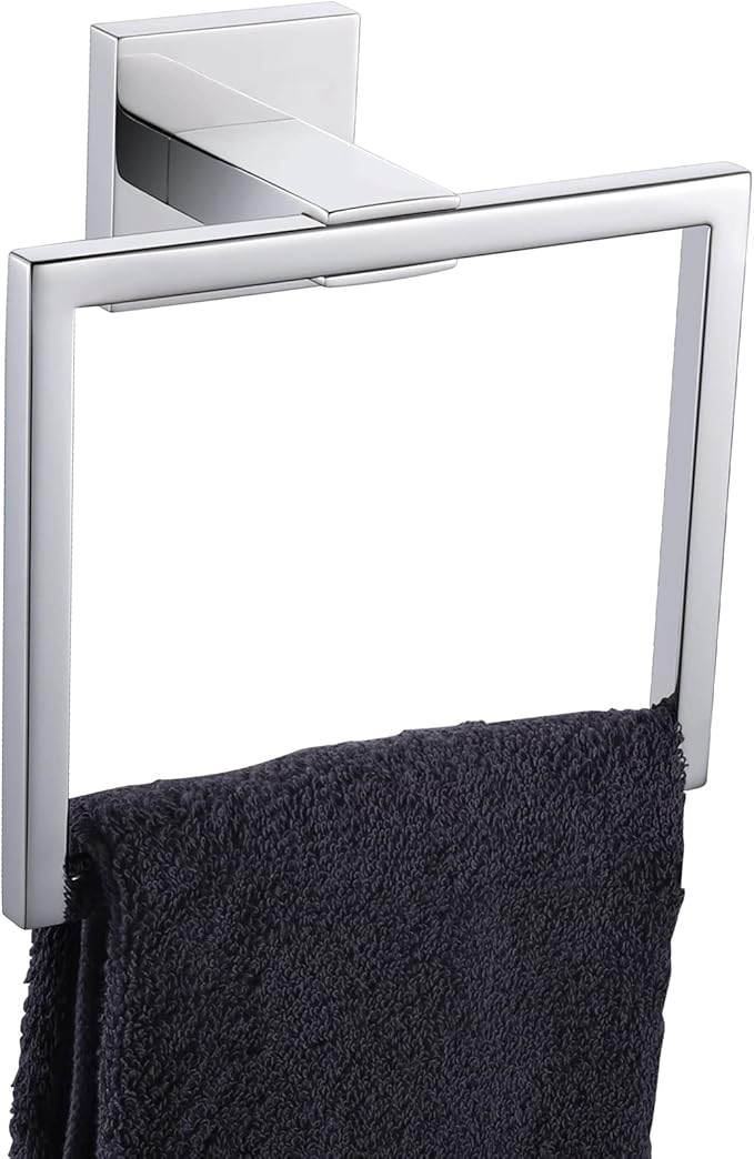 KOKOSIRI Bathroom Towel Holder Bath Towel Ring Towel Hanger Towel Rack Wall Mounted Stainless Steel Mordern Style, Polished Chrome, B3004CH