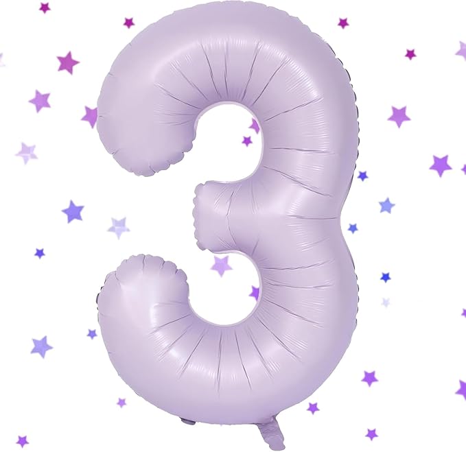 40 Inch Purple Number Balloons Light Purple 3 Balloon Matte purple Birthday Balloons 0-9 Birthday Wedding Party digital Decorations (Number 3)